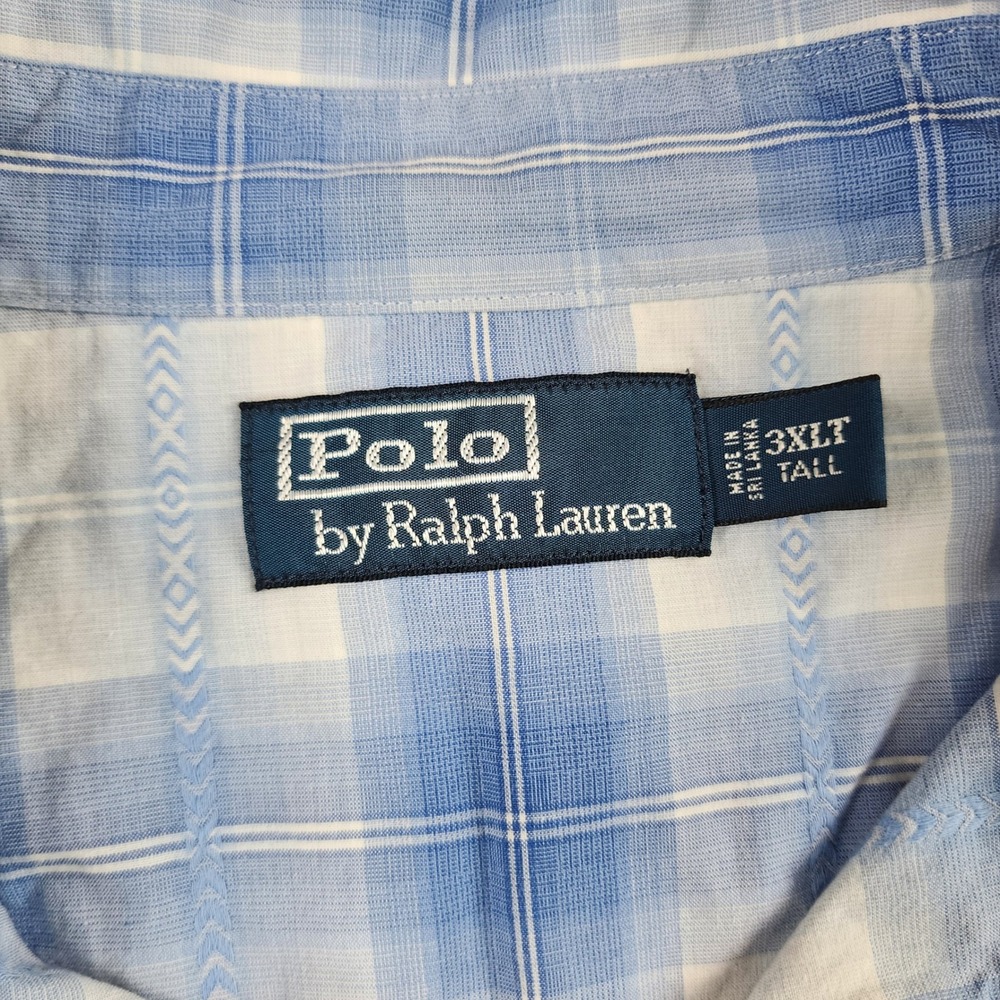 Polo Ralph Lauren Western Pearl Snap Shirt Men's XLT Tall Blue Plaid Long Sleeve - Picture 3 of 5